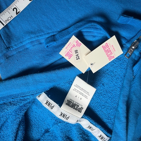 NWT Vintage Victoria's Secret PINK Blue Terrycloth Zip-Up Hoodie - Picture 7 of 9